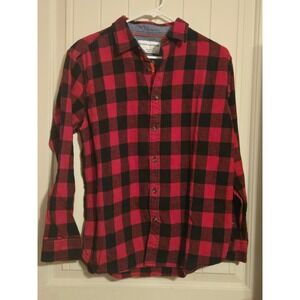 Hudson & Barrow Men's Red Black Buffalo Plaid Mountain Flannel Shirt - Size M